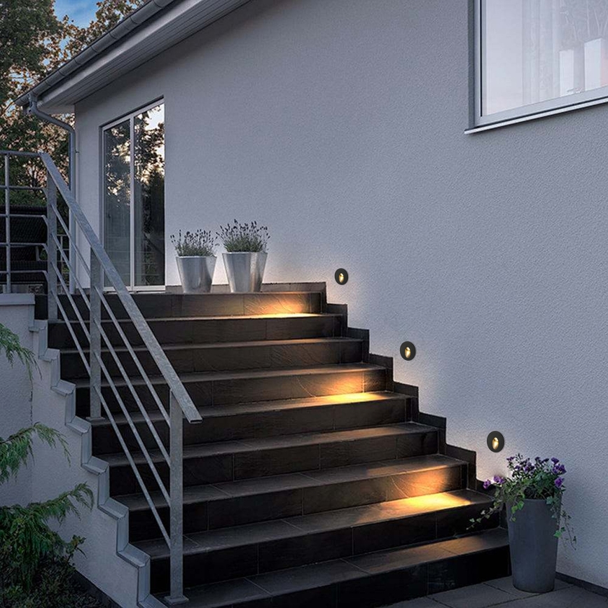 Brilagi - Luminaria empotrada de exterior LED STAIRDOT LED/2W/230V, negra, IP65, redonda