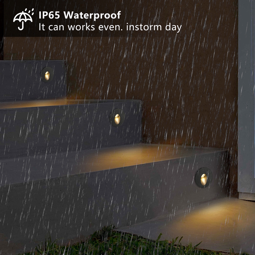 Brilagi - Luminaria empotrada de exterior LED STAIRDOT LED/2W/230V, negra, IP65, redonda