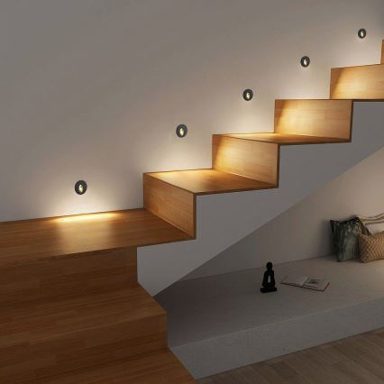 Brilagi - Luminaria empotrada de exterior LED STAIRDOT LED/2W/230V, negra, IP65, redonda