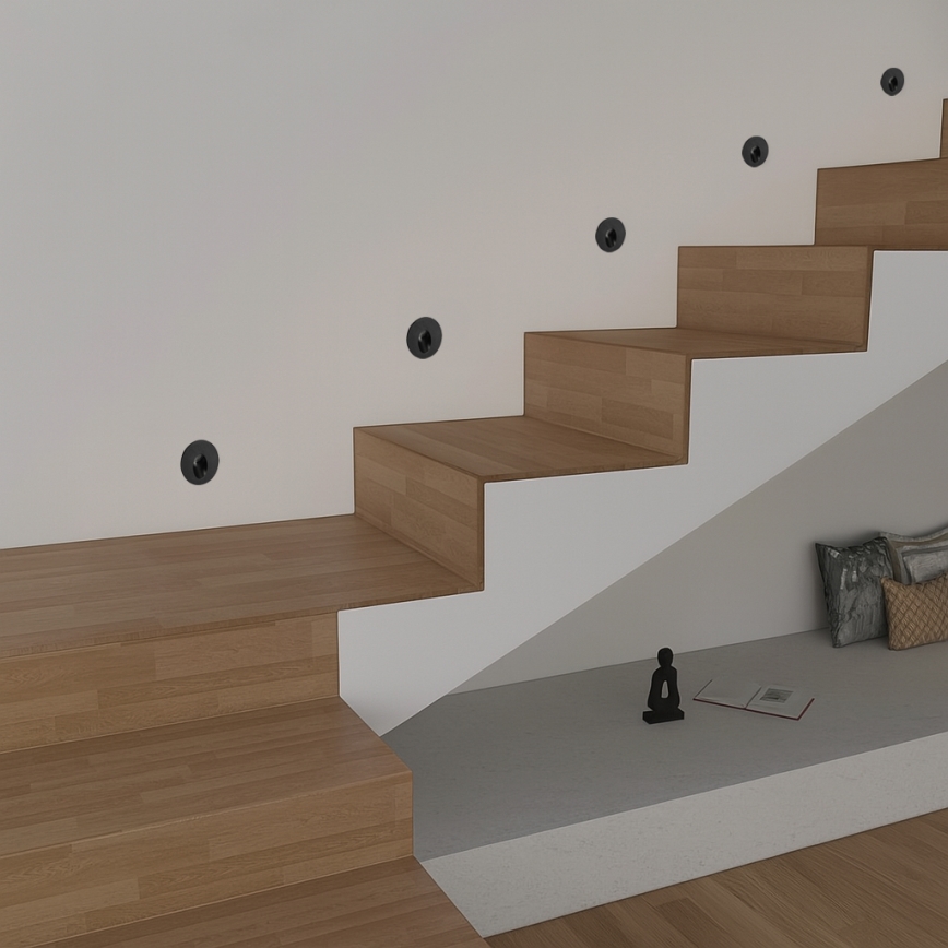 Brilagi - Luminaria empotrada de exterior LED STAIRDOT LED/2W/230V, negra, IP65, redonda