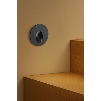 Brilagi - Luminaria empotrada de exterior LED STAIRDOT LED/2W/230V, negra, IP65, redonda