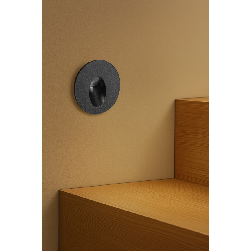 Brilagi - Luminaria empotrada de exterior LED STAIRDOT LED/2W/230V, negra, IP65, redonda