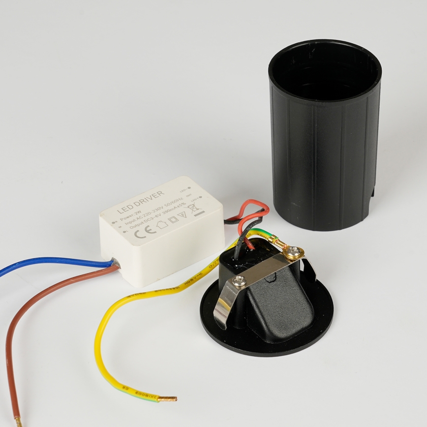 Brilagi - Luminaria empotrada de exterior LED STAIRDOT LED/2W/230V, negra, IP65, redonda