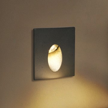 Brilagi - Luminaria empotrada LED para exterior STAIRDOT LED/2W/230V negra IP65 cuadrada