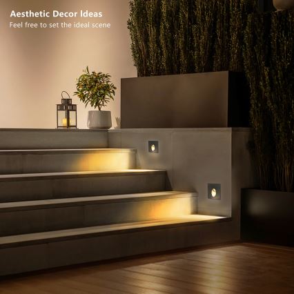 Brilagi - Luminaria empotrada LED para exterior STAIRDOT LED/2W/230V negra IP65 cuadrada