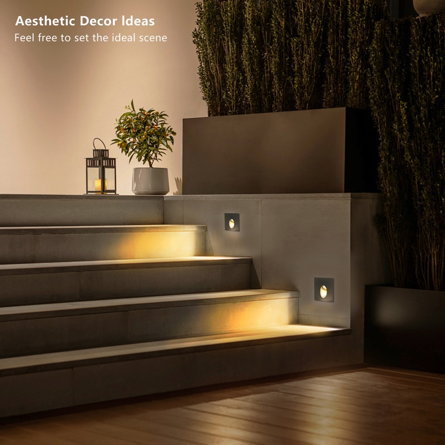 Brilagi - Luminaria empotrada LED para exterior STAIRDOT LED/2W/230V negra IP65 cuadrada