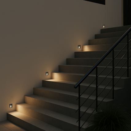 Brilagi - Luminaria empotrada LED para exterior STAIRDOT LED/2W/230V negra IP65 cuadrada
