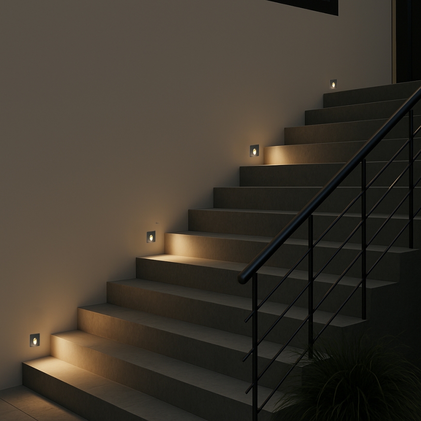 Brilagi - Luminaria empotrada LED para exterior STAIRDOT LED/2W/230V negra IP65 cuadrada