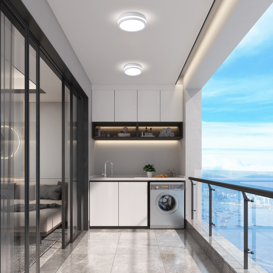 Brilagi - Lámpara de techo LED para exterior con sensor BENE LED/18W/230V Ø 21,5 cm blanca IP54