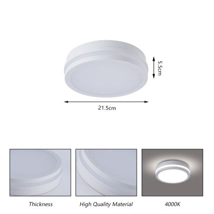 Brilagi - Lámpara de techo LED para exterior con sensor BENE LED/18W/230V Ø 21,5 cm blanca IP54