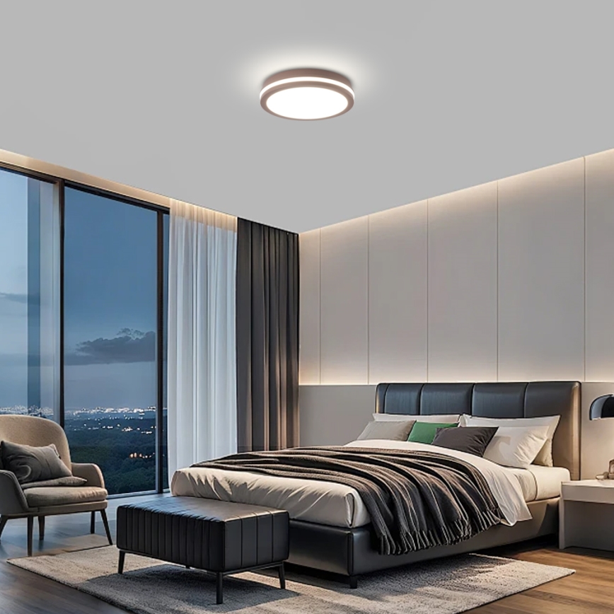 Brilagi - Luminaria LED de exterior con sensor BENE LED/24W/230V Ø 26 cm marrón IP54