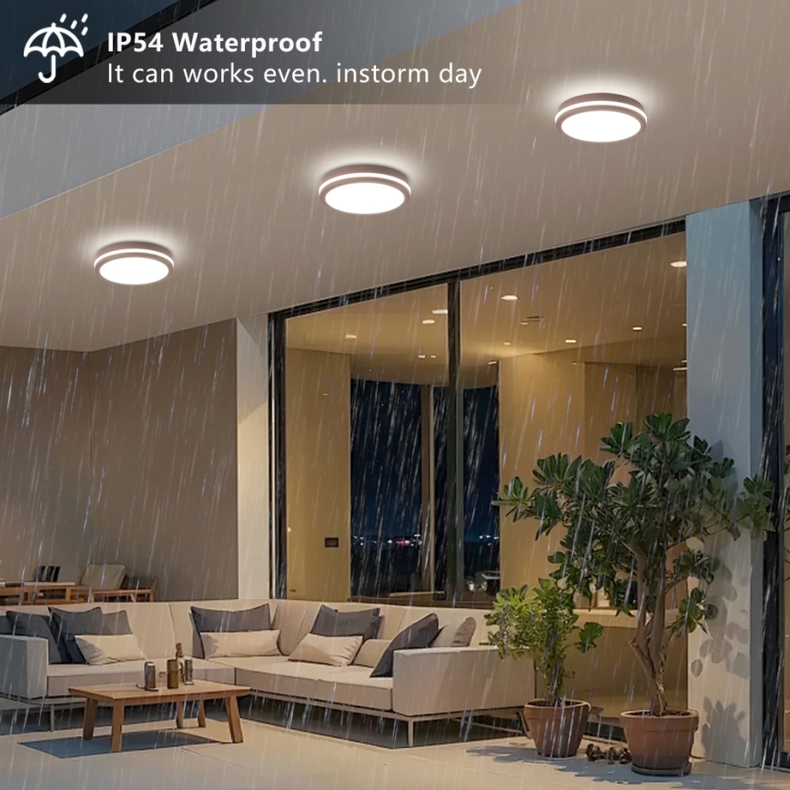 Brilagi - Luminaria LED de exterior con sensor BENE LED/24W/230V Ø 26 cm marrón IP54