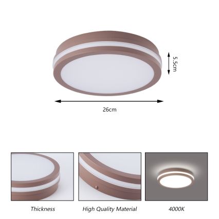 Brilagi - Luminaria LED de exterior con sensor BENE LED/24W/230V Ø 26 cm marrón IP54