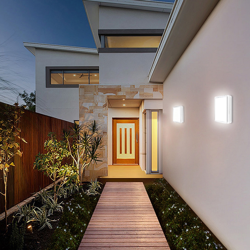 Brilagi - Luminaria LED de exterior con sensor BENE, 24 W, 230 V, 26 x 26 cm, blanca, IP54