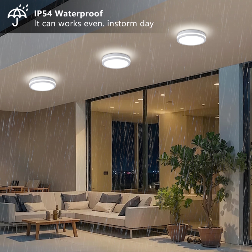 Brilagi - Plafón LED de techo para exterior con sensor BENE LED/24W/230V Ø 26 cm blanco IP54