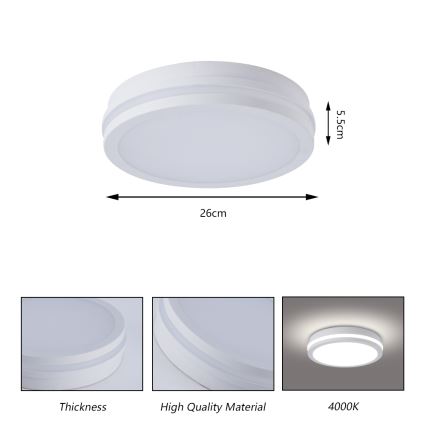 Brilagi - Plafón LED de techo para exterior con sensor BENE LED/24W/230V Ø 26 cm blanco IP54