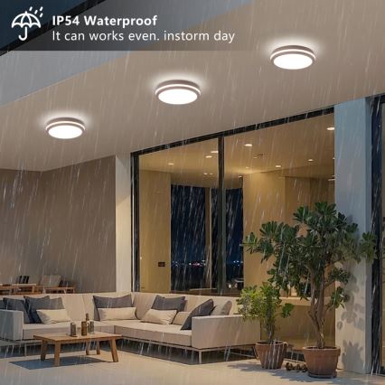 Brilagi - Luminaria LED de techo para exterior BENE LED/24W/230V Ø 26 cm marrón IP54