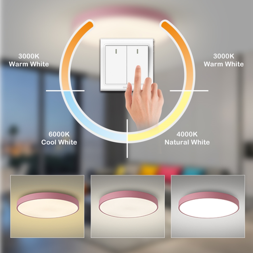 Brilagi - Plafón POOL LED/100W/230V 3000/4000/6000K Ø 80 cm rosa
