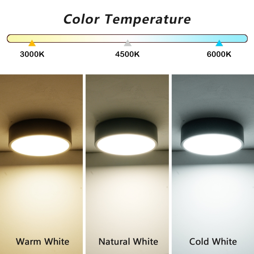 Brilagi - Luminaria LED de techo POOL LED/18W/230V 3000/4500/6000K diámetro 20 cm negra