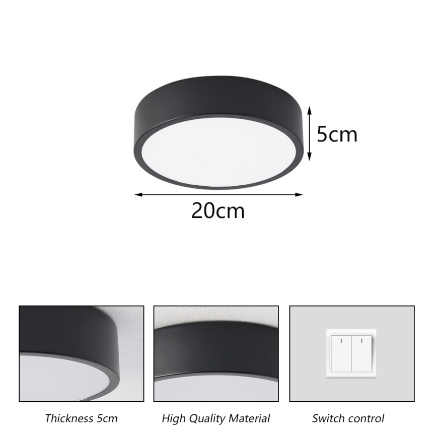 Brilagi - Luminaria LED de techo POOL LED/18W/230V 3000/4500/6000K diámetro 20 cm negra