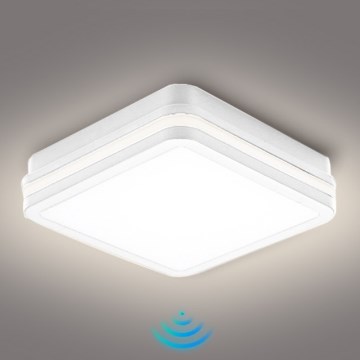 Brilagi - Luminaria LED exterior con sensor BENE LED/18W/230V 22x22 cm blanca IP54