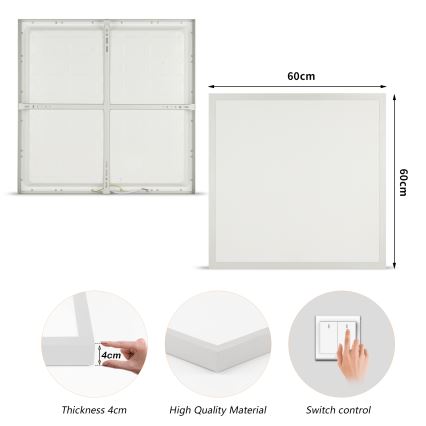 Brilagi - Luminaria de techo LED para baño FRAME LED/50W/230V 3000/4000/6000K 60x60 cm IP44 plateada