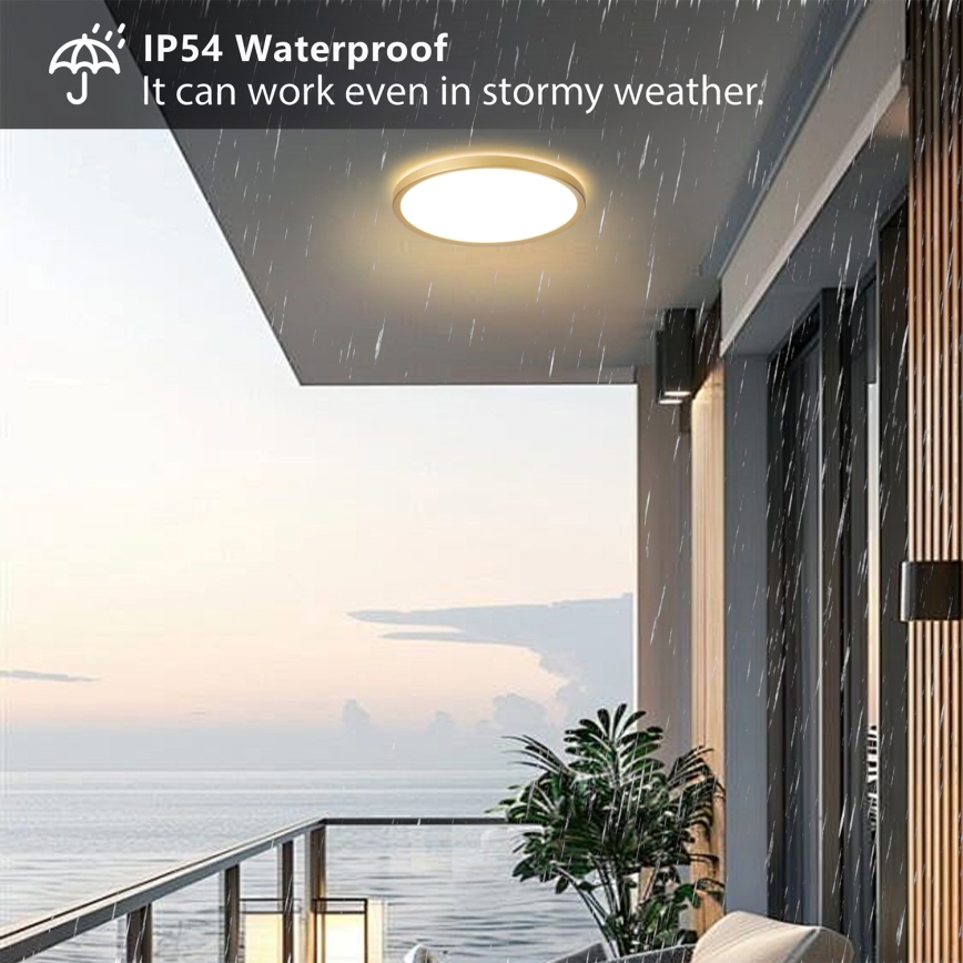 Brilagi - Luminaria LED de techo para baño ULTRA SLIM, 24W/230V, Ø 42 cm, dorada, IP54