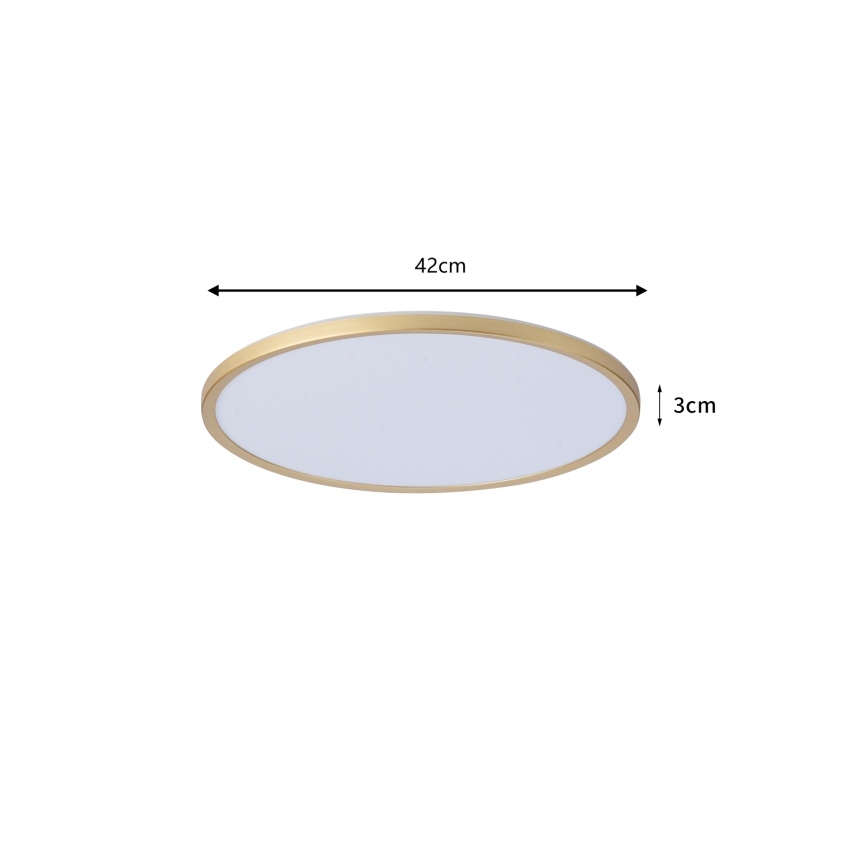 Brilagi - Luminaria LED de techo para baño ULTRA SLIM, 24W/230V, Ø 42 cm, dorada, IP54