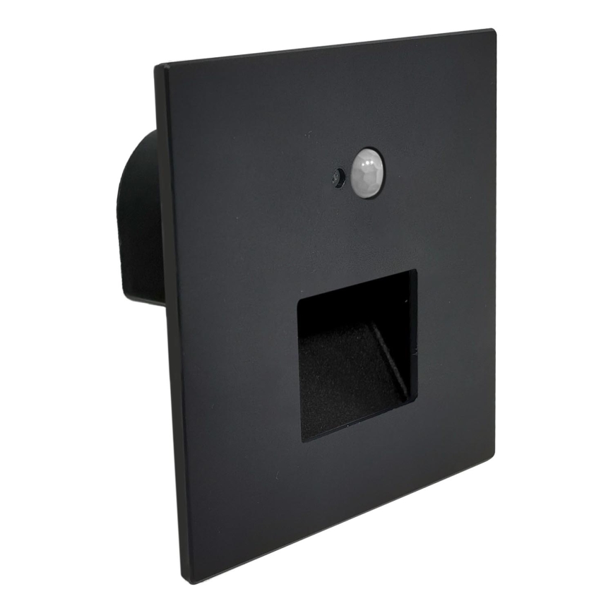 Brilagi - Luminaria LED para escalera con sensor de movimiento y de crepúsculo JACK LED/3W/230V 3000/4000/6500K IP65 negro