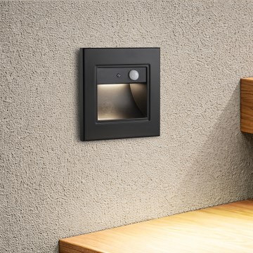Brilagi - Luminaria LED para escalera con sensor STEP LIGHT LED/1,5W/230V IP44 negra