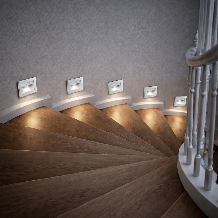 Brilagi - Luminaria LED para escalera con sensor STEP LIGHT LED/1,5W/230V IP44 plateada