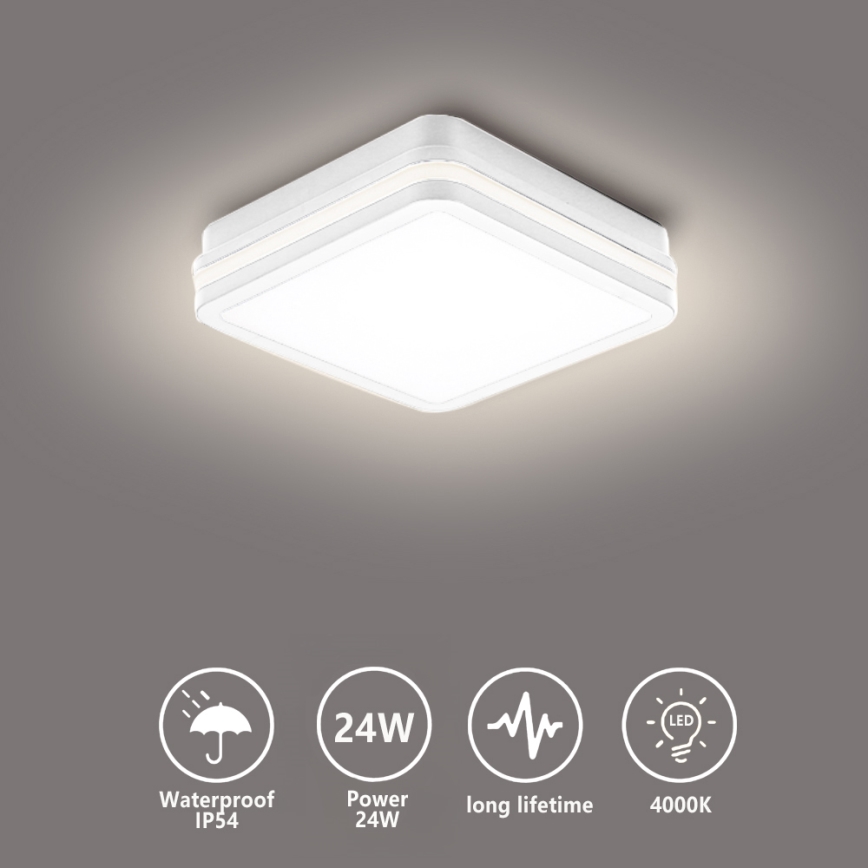 Brilagi - Luminaria LED para exterior BENE, 24 W, 230 V, 26 x 26 cm, blanca, IP54