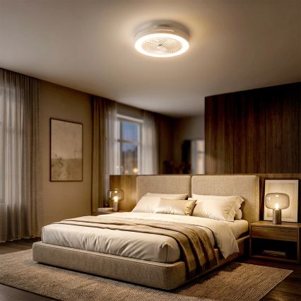 Brilagi - Lámpara de techo LED regulable con ventilador LED/38W/230V 3000-6500K Ø 46 cm blanca + mando a distancia