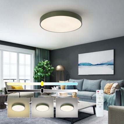 Brilagi - Luminaria de techo LED regulable POOL LED/60W/230V 3000-6000K ø 50 cm verde + control remoto