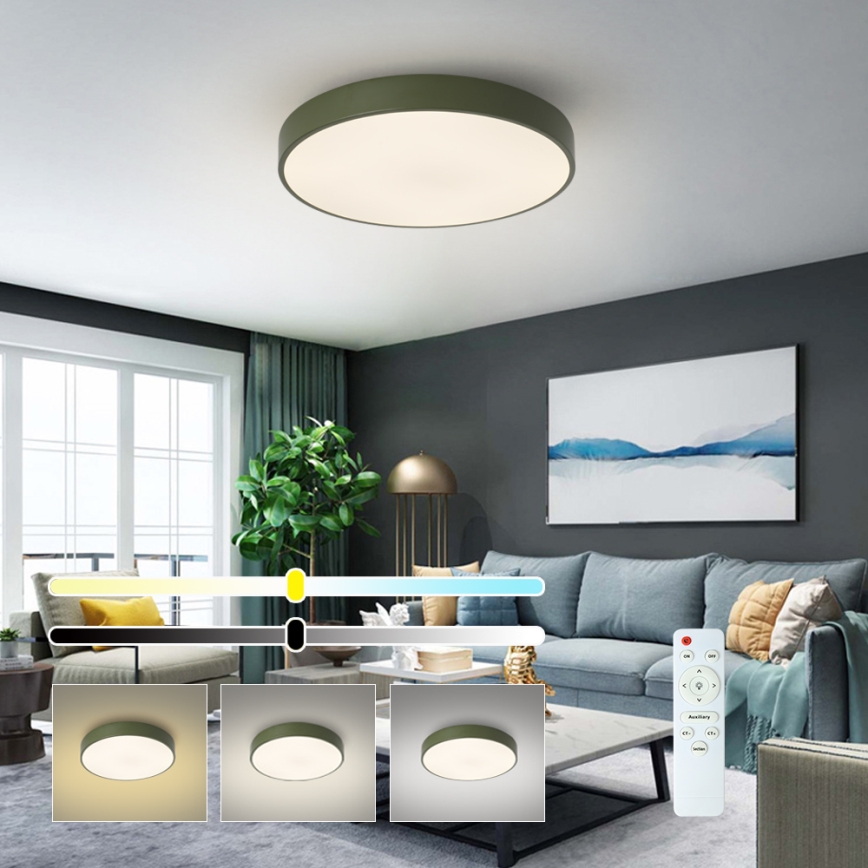 Brilagi - Luminaria de techo LED regulable POOL LED/60W/230V 3000-6000K ø 50 cm verde + control remoto