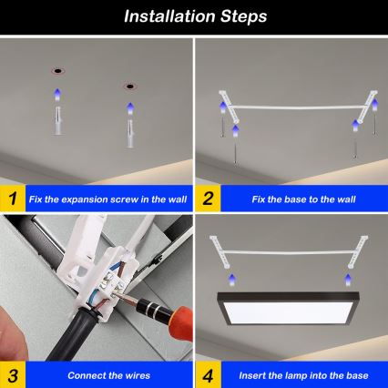 Brilagi - Luminaria de techo LED regulable para baño FRAME SMART LED/30W/230V 30x60 cm 3000-6000K  IP44 negra  + control remoto