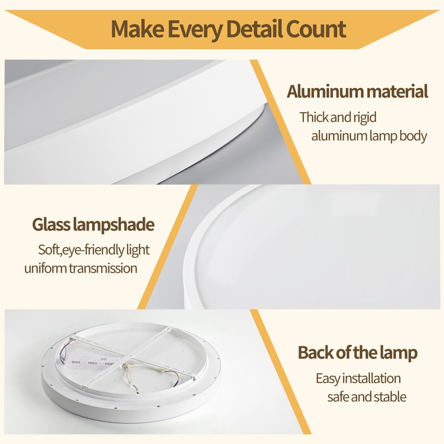 Brilagi - Lámpara de techo LED regulable GLASS POOL DOUBLE LED/60W/230V 3000-6000K 50 cm blanca + mando a distancia