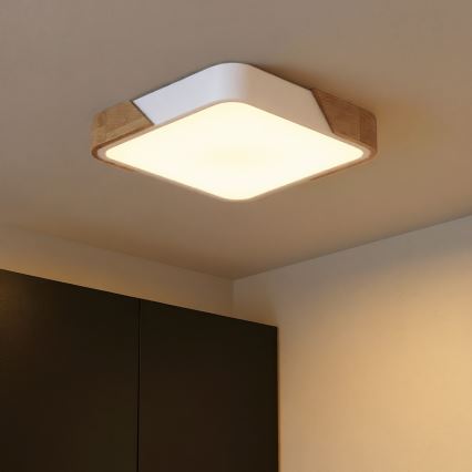 Brilagi - Luminaria de techo LED regulable PILANA LED/48W/230V 3000-6500K roble/blanco 42x42 cm + mando a distancia