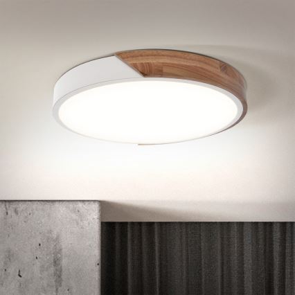 Brilagi - Plafón de techo LED regulable PILANA LED/48W/230V 3000-6500K roble/blanco Ø 40 cm + mando a distancia