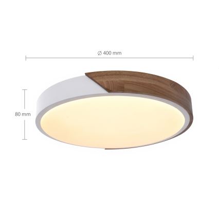 Brilagi - Plafón de techo LED regulable PILANA LED/48W/230V 3000-6500K roble/blanco Ø 40 cm + mando a distancia