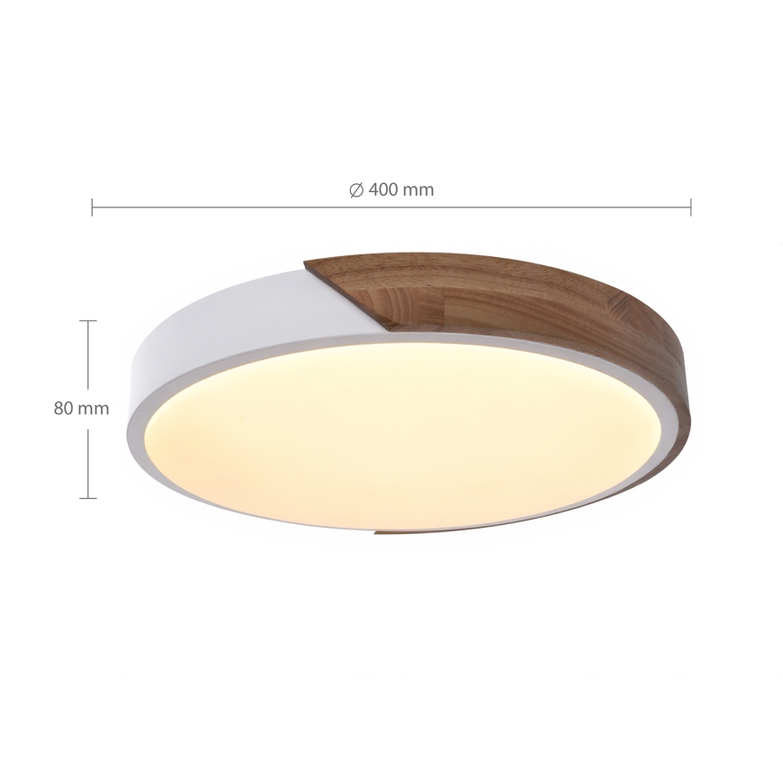 Brilagi - Plafón de techo LED regulable PILANA LED/48W/230V 3000-6500K roble/blanco Ø 40 cm + mando a distancia