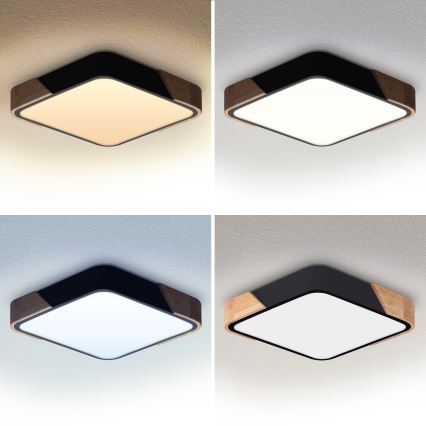 Brilagi - Lámpara de techo LED regulable PILANA LED/48W/230V 3000-6500K roble/negro 42x42 cm + mando a distancia