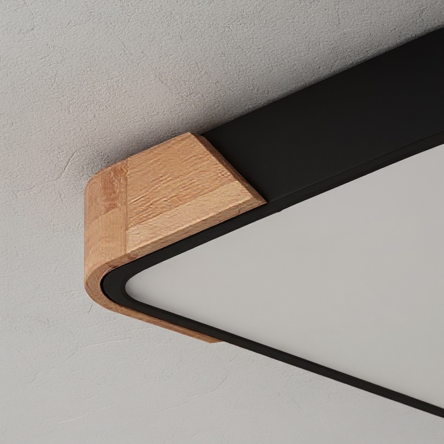 Brilagi - Lámpara de techo LED regulable PILANA LED/48W/230V 3000-6500K roble/negro 42x42 cm + mando a distancia