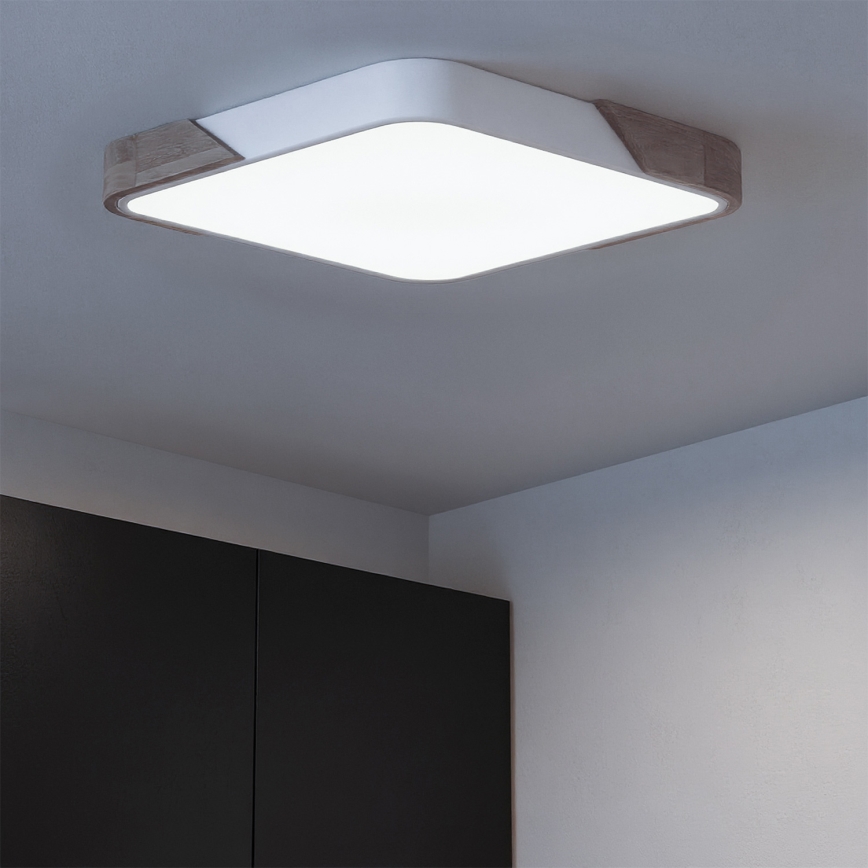 Brilagi - Lámpara de techo LED regulable PILANA LED/60W/230V 3000-6500K roble/blanco 56x56 cm + mando a distancia