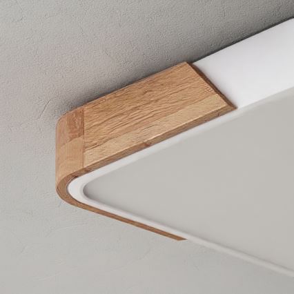 Brilagi - Lámpara de techo LED regulable PILANA LED/60W/230V 3000-6500K roble/blanco 56x56 cm + mando a distancia