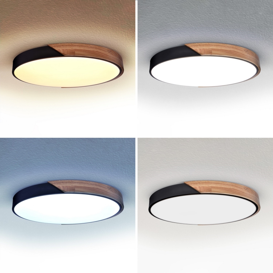 Brilagi - Luminaria de techo LED regulable PILANA LED/60W/230V roble/negro diámetro 58,5 cm + mando a distancia