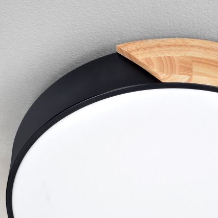 Brilagi - Luminaria de techo LED regulable PILANA LED/60W/230V roble/negro diámetro 58,5 cm + mando a distancia