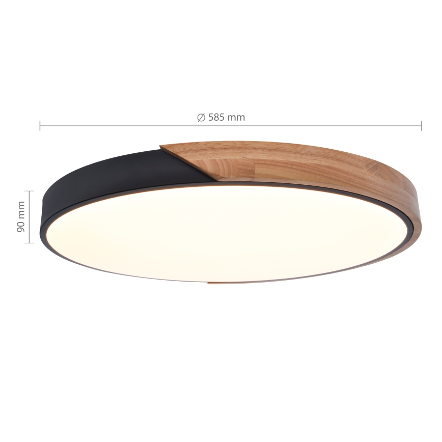Brilagi - Luminaria de techo LED regulable PILANA LED/60W/230V roble/negro diámetro 58,5 cm + mando a distancia