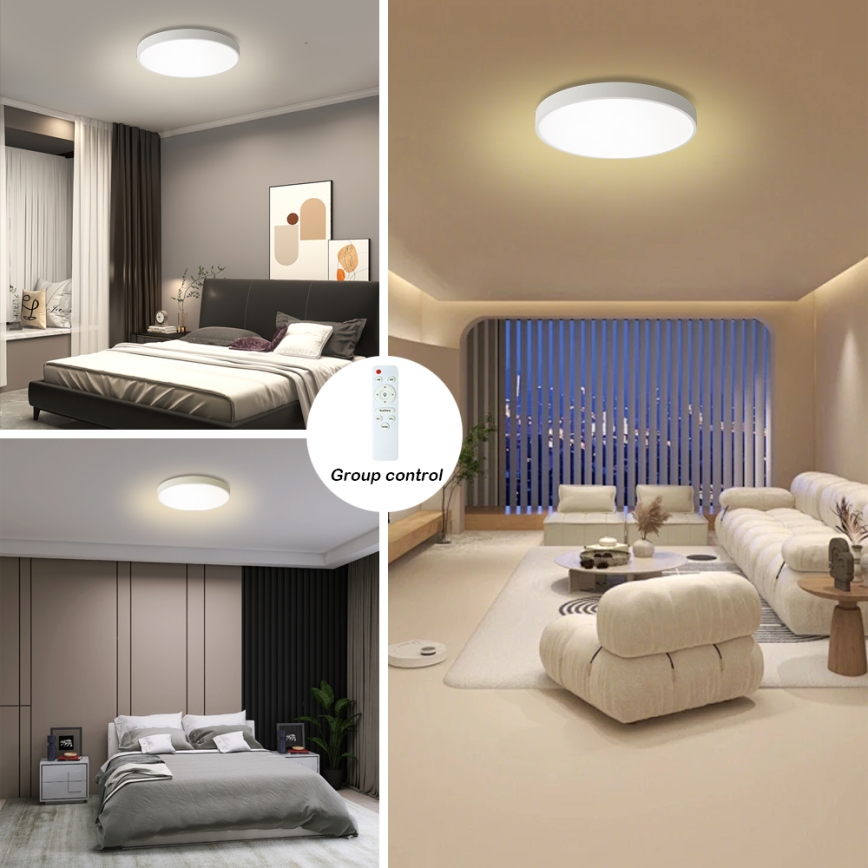 Brilagi - Luminaria de techo LED regulable POOL LED/60W/230V 3000-6000K diámetro 60 cm blanca + mando a distancia