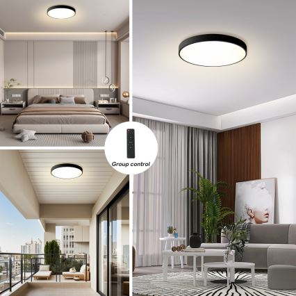 Brilagi - Lámpara de techo LED regulable POOL LED/60W/230V 3000-6000K Ø 60 cm negra + mando a distancia